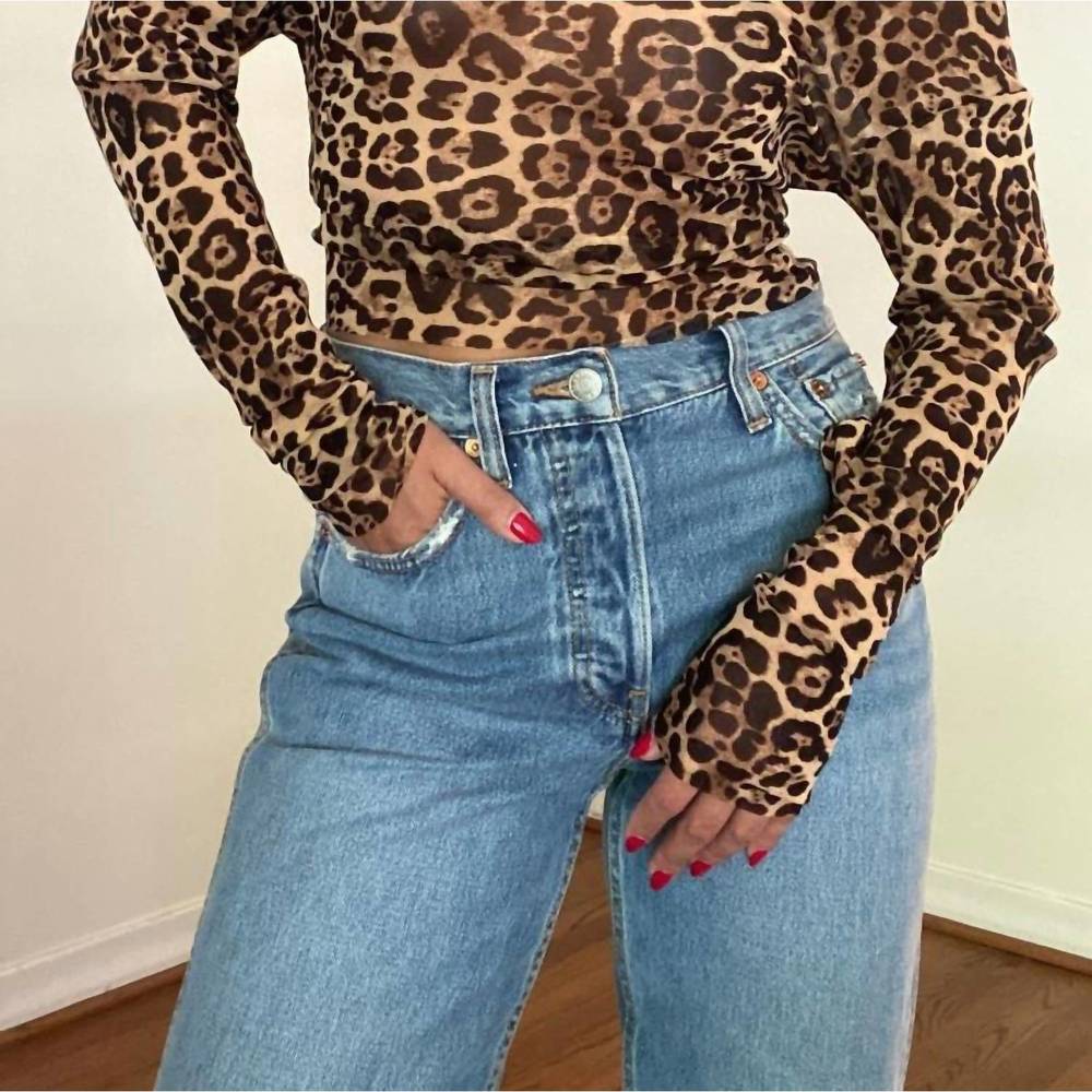 NEW SALTY raven long sleeve top in animal